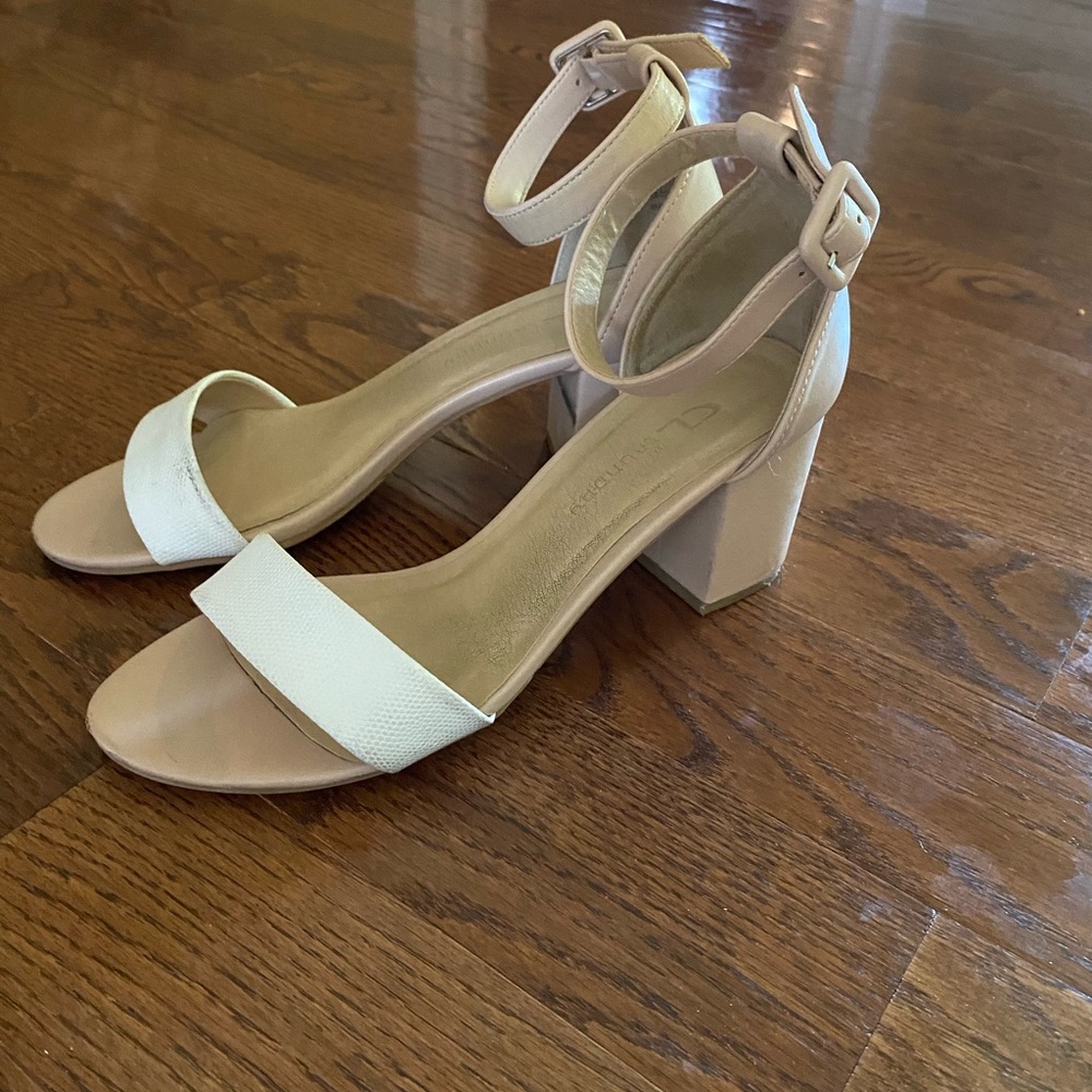 Chinese laundry white nude sandals